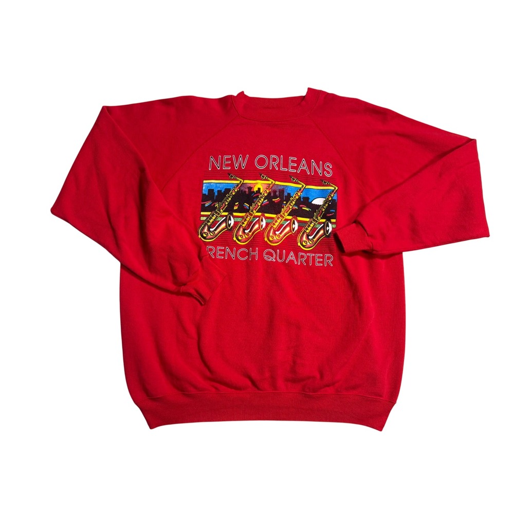 Vintage 90s‎ New Orleans French Quarter Graphic Sweatshirt – Red – XL